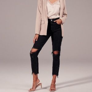 A&F Curve Ripped High Rise Ankle Mom Jeans